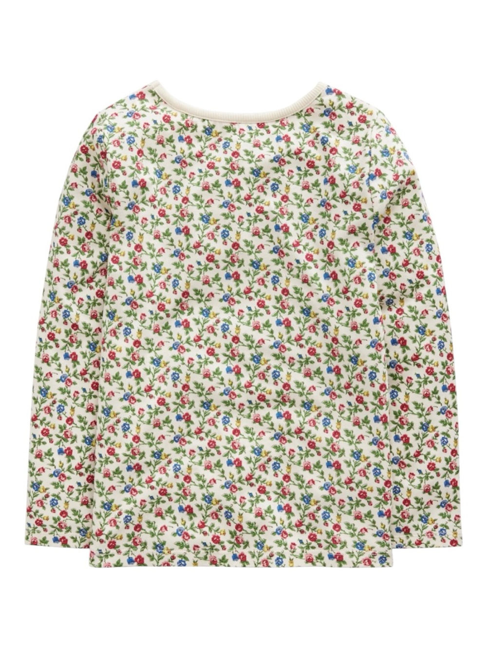 Mini Boden Cream Floral Long-Sleeve Tee with Orange Fox Applique - Picture 2 of 9